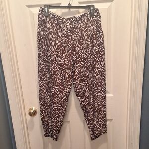 Liz Claiborne Chocolate and Ivory Wide Leg Pants**
